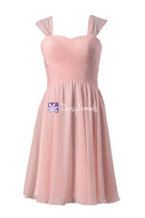 Plus size chiffon bridesmaid dress short blush pink homecoming dress evening dress (bm800s)