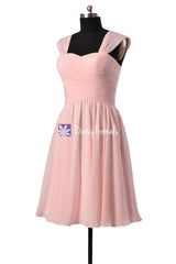 Plus size chiffon bridesmaid dress short blush pink homecoming dress evening dresses (bm800s)