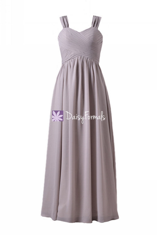Glamorous long chiffon special occasion evening dress light brown grey beach wedding party dress (bm800l)
