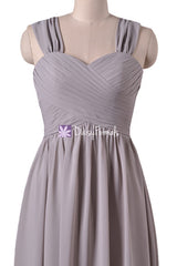 Glamorous long chiffon special occasion evening dress light brown grey beach wedding party dresses (bm800l)