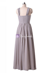 Glamorous Long Chiffon Evening Dress Light Brown Grey Beach Wedding Party Dress (BM800L)