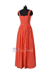 Pink orange sweetheart long bridesmaid dress chiffon formal dresses online w/ straps(bm800l)