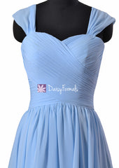 Short chicory blue bridesmaid dresses cocktail dresses in cyanus blue w/straps (bm800s)