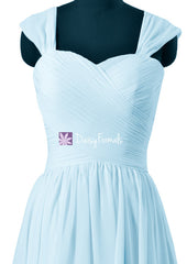 Elegant ice blue party dress short knee length simple blue bridesmaids dresses (bm800s)
