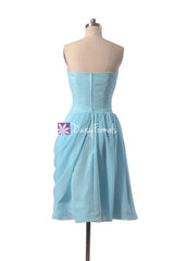 Chic Sky Blue Bridesmaid Dress Knee Length Party Dress Custom Evening Dress(BM810)