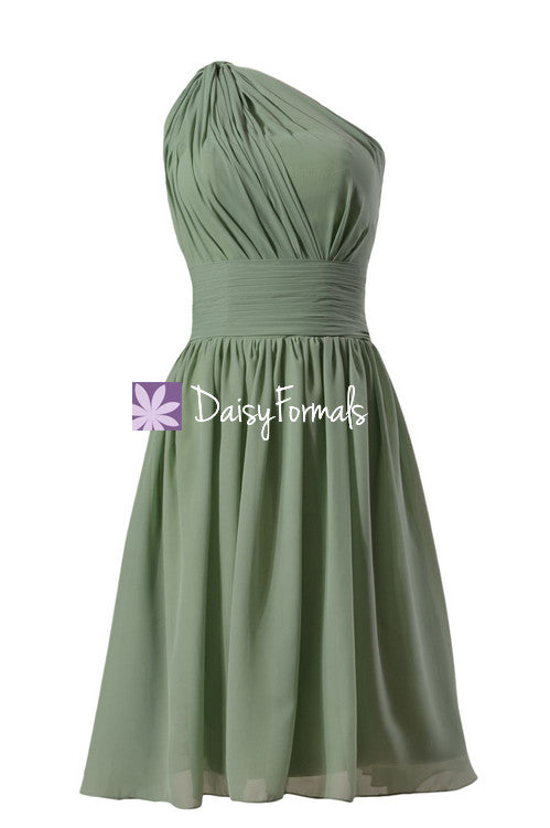 Soft green chiffon formal wear knee length party dress xanadu bridesmaid dress (bm716)