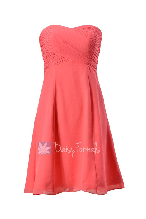 New short sweetheart chiffon bridesmaid dress cherry a-line party dress(bm8470)