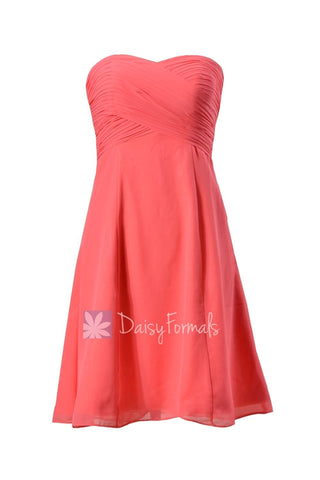 New Short Sweetheart Chiffon Bridesmaid Dress Cherry A-line Party Dress(BM8470)