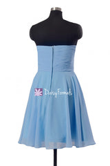 Cornflower Blue Bridesmaids Dress Strapless Full A-line Party Dress W/Draped Bodice (BM8487S)