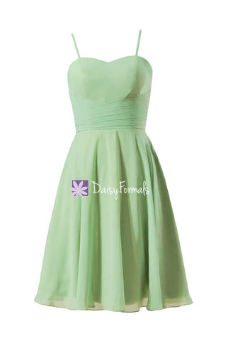 Sweetheart A-Line Party Dress Sage Green Sweet 16 Party Dress W/Spaghetti Straps (BM8487E)