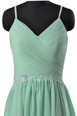 Pretty Short Mint Chiffon Dress Wedding Party Dress W/Spaghetti Straps(BM8515)