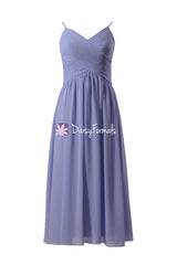 Light lilac floor length chiffon dress v-neck periwinkle beach party dress w/straps(bm8515l)