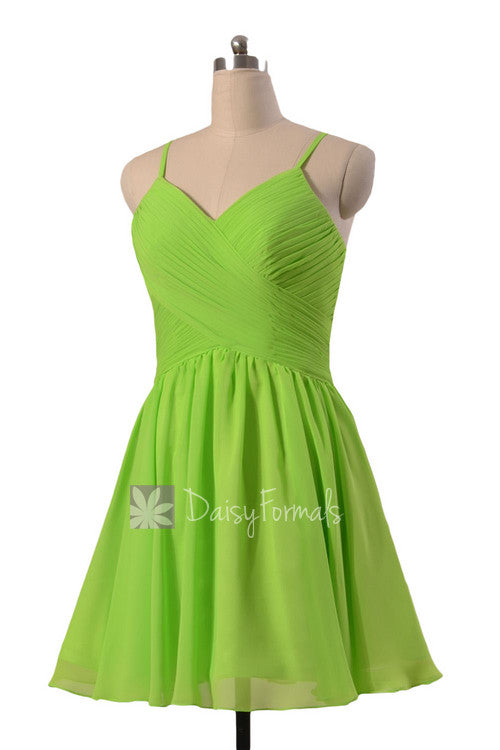 Beautiful chiffon cocktail dress yellow green mini skirt bridal party dress online(bm8515n)