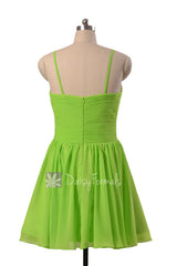 Beautiful Chiffon Cocktail Dress Yellow Green Mini Skirt Bridal Party Dress(BM8515N)