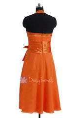Eye-catching Short Halter Chiffon Formal Dress Orange Bridesmaid Dress(BM8529)