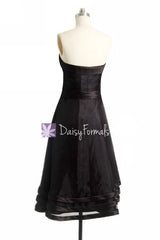 Black Strapless Party Dress Organza Formal Dress Little Black Formal Dress (BM857)