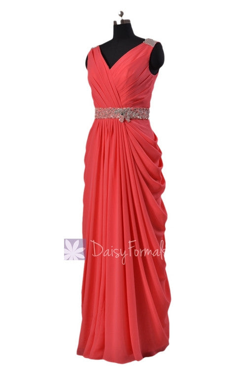 Beaded Cherry Chiffon Dress Beach Wedding Dress Long V-Neck Bridesmaid DaisyFormals-Bridesmaid and Formal Dresses in 59+ Colors Beaded Cherry Chiffon Dress Beach Wedding Dress Long V-Neck Bridesmaid DaisyFormals-Bridesmaid and Formal Dresses in 59+ Colors