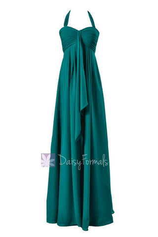 Rich Teal Maternity Bridesmaid Dress Halter Long Evening Party Dress(BM892L)