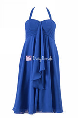 Royal blue chiffon dress short women party dress formal evening dress (bm892s)