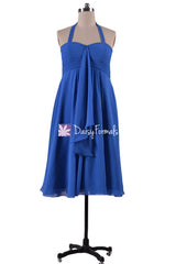 Royal blue chiffon dress short women party dress formal evening dresses (bm892s)