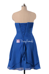 Dark plum party dress chiffon dress knee length byzantium chiffon bridesmaids dresses(bm912a)