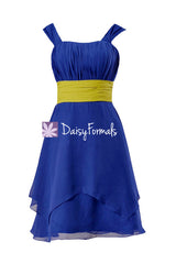 Sapphire & olive color online bridesmaid dress custom color party dresses (bm912 two-color)