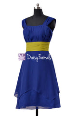 Sapphire & olive color online bridesmaid dress custom color party dress (bm912 two-color)