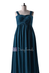 In stock,ready to ship - plus size long peacock teal chiffon bridesmaid dresses (bm10821l)- (#42 dark teal)