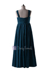 In stock,Ready to Ship - Plus Size Long Peacock Teal Chiffon Bridesmaid Dress (BM10821L)- (#42 Dark Teal)