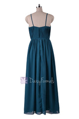 Peacock Teal Bridesmaid Dress Long Dark Teal Chiffon Party Dress (BM10826L)