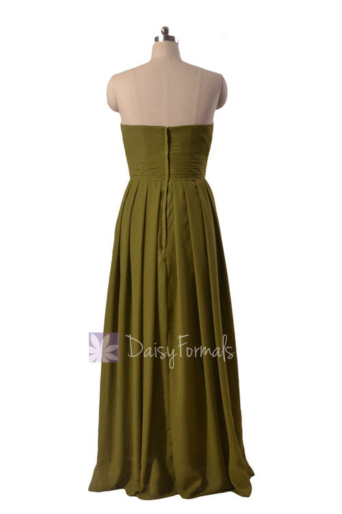 Long Strapless Dark Olive Elegant Chiffon Bridesmaid Dress Clover Sweetheart Bridal Party Dress(BM975) DaisyFormals-Bridesmaid and Formal Dresses in 59+ Colors Long Strapless Dark Olive Elegant Chiffon Bridesmaid Dress Clover Sweetheart Bridal Party Dress(BM975) DaisyFormals-Bridesmaid and Formal Dresses in 59+ Colors