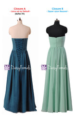 Dark Teal Chiffon Party Dress Long Sweetheart Teal Formal Dress Evening Dress (BM9823ST)