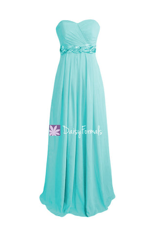 Long Green Blue Chiffon Formal Dress Long Beach Wedding Party Dress (BM98480)