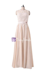 Ice Apricot Lace Party Dress Embroidery Formal Dress Long Lace Applique Evening Dress (BMDK122)