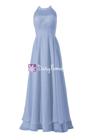 Vintage Blue Bridesmaid Dress Long Evening Dress Pale Blue Formal Dress (CST1004LT)