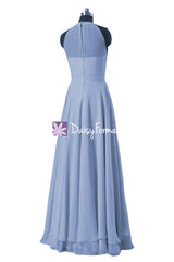 Vintage blue elegant bridesmaid dress long evening dress pale blue formal dresses (cst1004lt)