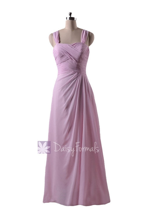 In Stock,ready To Ship - Floor Length Pink Chiffon Bridesmaid Dress W/ Straps (BM732L) - (#20 Ice Pink) DaisyFormals-Bridesmaid and Formal Dresses in 59+ Colors In Stock,ready To Ship - Floor Length Pink Chiffon Bridesmaid Dress W/ Straps (BM732L) - (#20 Ice Pink) DaisyFormals-Bridesmaid and Formal Dresses in 59+ Colors