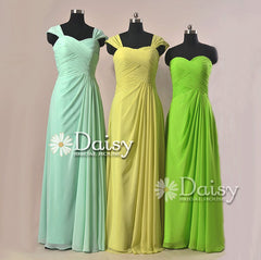 Lustrous Linen Chiffon Bridesmaid Dress Stylish Long Party Wears Pleated Dress (BM732)