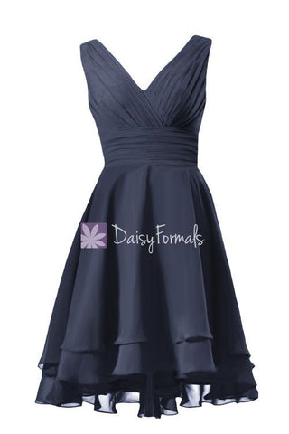 Voluminous Skirt Party Dress High Low Navy Formal Dress Prom Dress (CST2231)