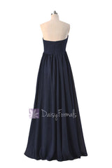 Gorgeous Long Navy Blue Chiffon Party Dress Empire Strapless Formal Dress(FB138)