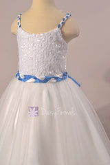 Ivory braided straps formal flower girl dress w/braided waist sash (fl1305al)