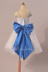 Ivory braided straps formal flower girl dresses w/braided waist sash (fl1305al)