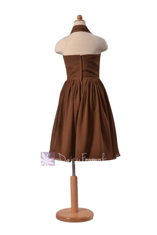 Lovely Brown Halter Flower Girl Dress Knee Length Chiffon Flower Girl DaisyFormals-Bridesmaid and Formal Dresses in 59+ Colors Lovely Brown Halter Flower Girl Dress Knee Length Chiffon Flower Girl DaisyFormals-Bridesmaid and Formal Dresses in 59+ Colors