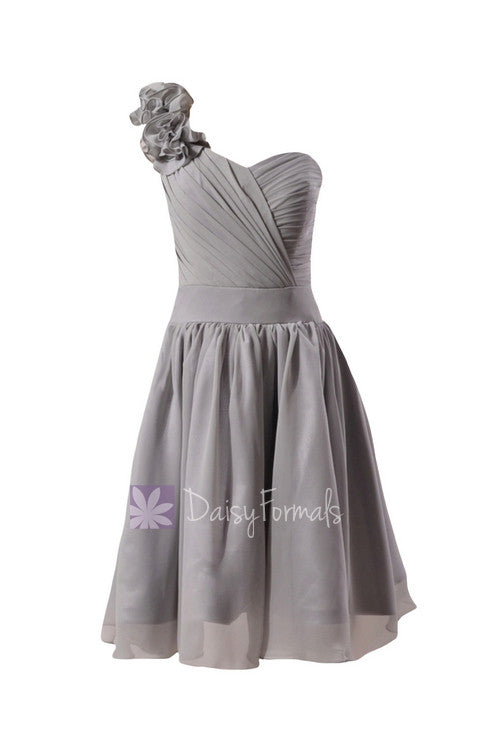 Gray Chiffon Flower Girl Dress Short One Shoulder Formal Flower Girl Dress(FL223) DaisyFormals-Bridesmaid and Formal Dresses in 59+ Colors Gray Chiffon Flower Girl Dress Short One Shoulder Formal Flower Girl Dress(FL223) DaisyFormals-Bridesmaid and Formal Dresses in 59+ Colors