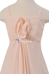 Tea Length A-line Spaghetti Straps Tea-length Chiffon Junior Bridesmaid Dress (FL2530)