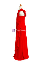Floor Length Red Junior Bridesmaids Dress Lovely Red Chiffon Junior Party Dress Chiffon (FL32862)