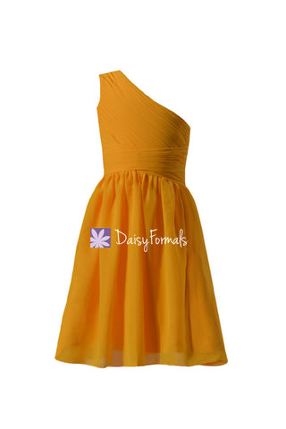 Mustard Yellow  Junior bridesmaid dress Flower girl Dresses Chiffon Girl Dress Junior Girl dress (FL351S)