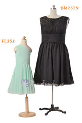 Mint one shoulder formal flower girl dress ( fl351) short vintage lace bridesmaid dress (bm2529)