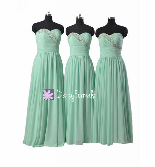 Gorgeous beading wedding party dress full length beading wedding party gown mix match mint dress (bm1044)
