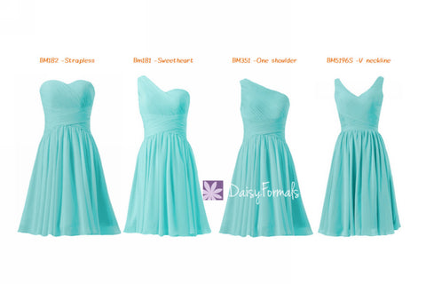 Affordable Tiffany Blue Bridesmaid Dresses Mix-Matched Short Knee Length Party Dress MM60